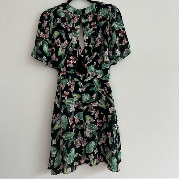 Adelyn Rae Botanical Palm Leaf Floral Open Back Wrap Dress Size Small - Picture 5 of 13